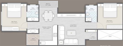 2 BHK Flat in Matrix City Point in Bhayli Road, Vadodara - Image 587097