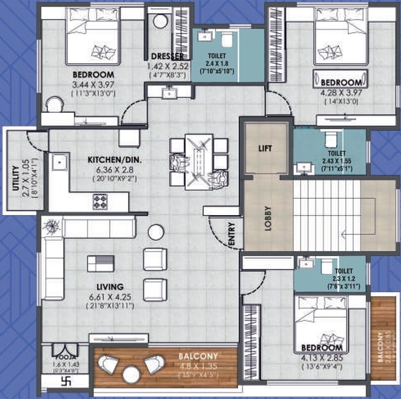 3 BHK Flat in Sonje Aaradhana Elite in PT Colony, Nashik - Image 591815