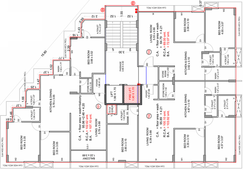 Floor Plan of D Vallabh Phoenix Avenue in Adajan, Surat - Image 70501