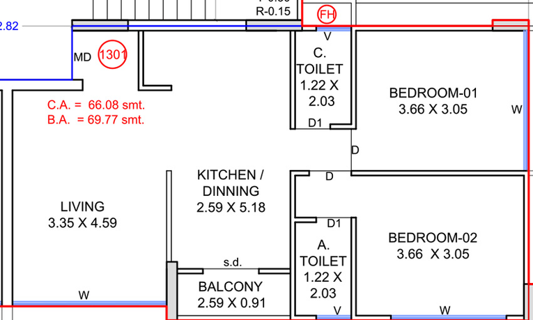 2 BHK Flat in FG The Shloka in Bhimrad, Surat - Image 677422