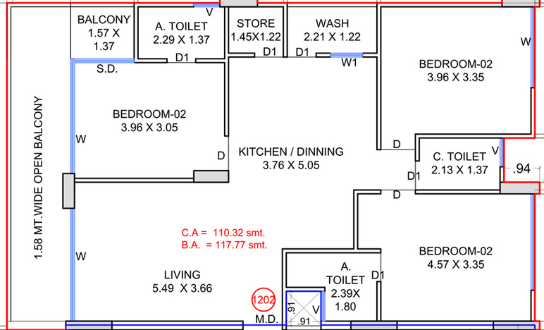 3 BHK Flat in FG The Shloka in Bhimrad, Surat - Image 677424