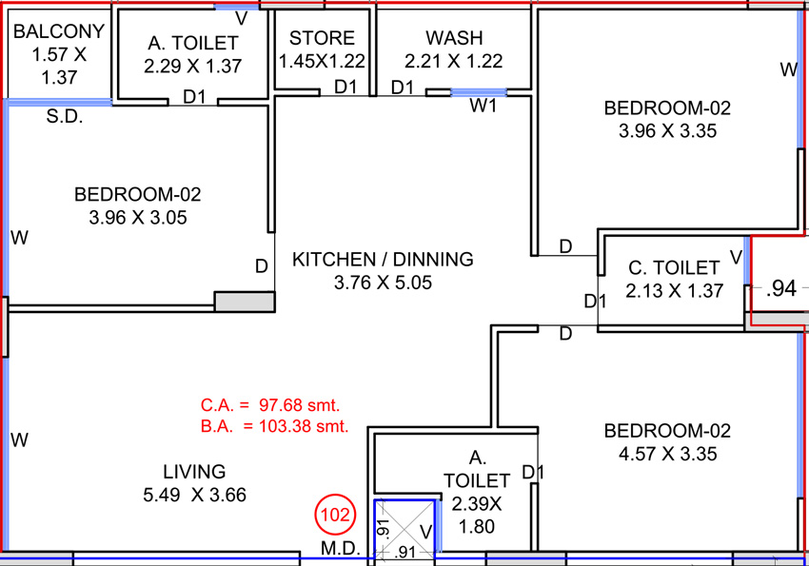 3 BHK Flat in FG The Shloka in Bhimrad, Surat - Image 677423
