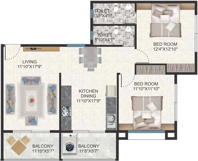 2 BHK Flat in Shinde Riviera Tower in Gangapur Road, Nashik - Image 590203