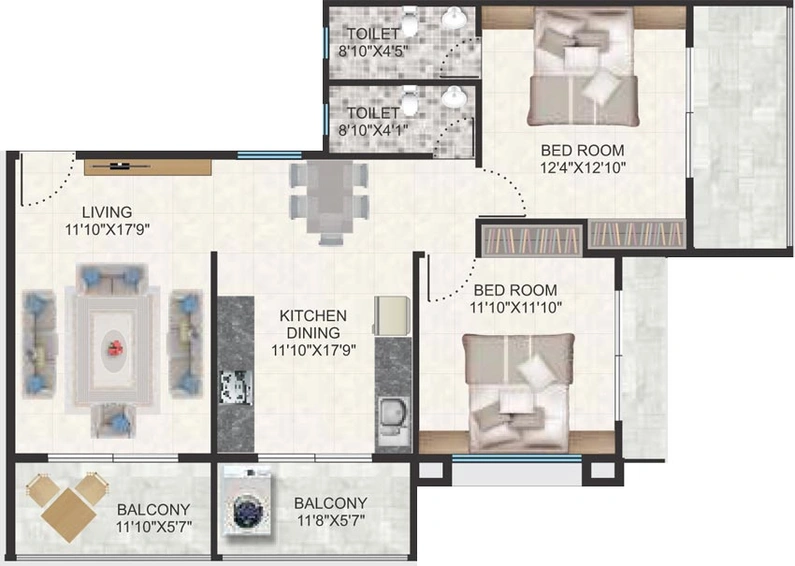 2 BHK Flat in Shinde Riviera Tower in Gangapur Road, Nashik - Image 590204