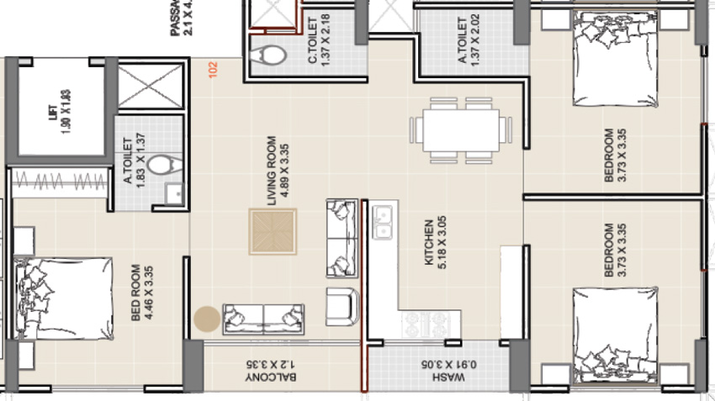 3 BHK Flat in Shivanta Luxuria in Parvat Gam, Surat - Image 588225