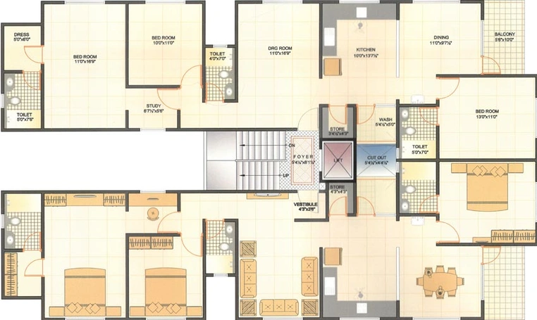 Floor Plan of SP Ashirvad in Paldi, Ahmedabad - Image 73001