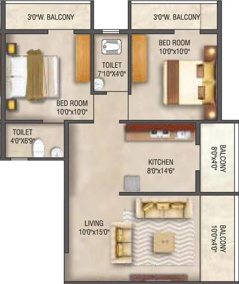 2 BHK Flat in Chaitanyaraj Krishna Heights in Adgaon, Nashik - Image 589970