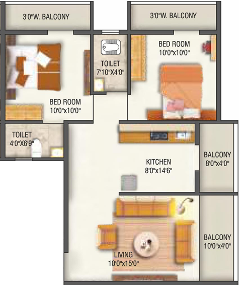 2 BHK Flat in Chaitanyaraj Krishna Heights in Adgaon, Nashik - Image 589971