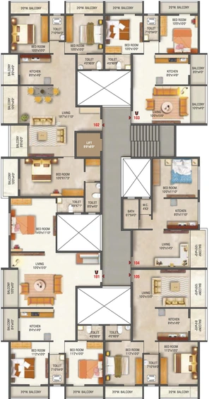Floor Plan of Chaitanyaraj Krishna Heights in Adgaon, Nashik - Image 71776