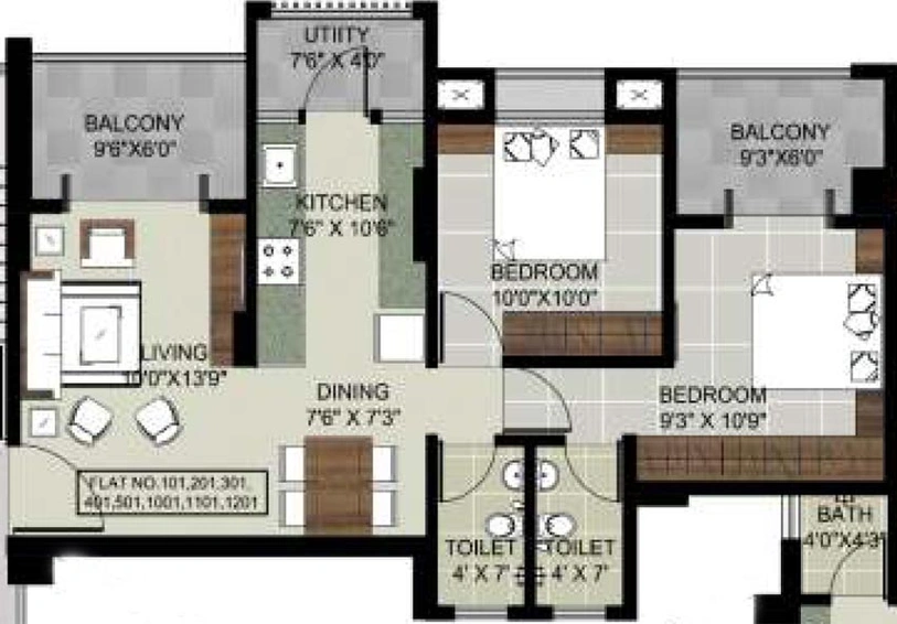 2 BHK Flat in Bodke Krishna Pranit in Panchavati, Nashik - Image 659685