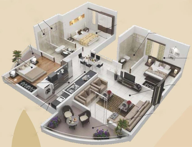 3 BHK Flat in Ravindra Ravi Renaissance in Pathardi Phata, Nashik - Image 591507