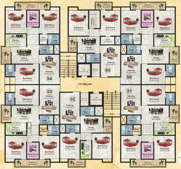 Floor Plan of Agrani Daffodils City in Mahuabagh, Patna - Image 74721
