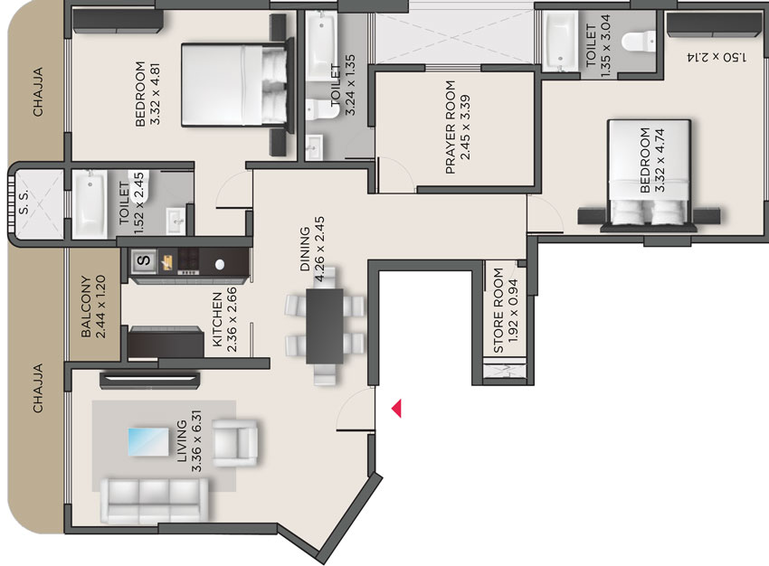 3 BHK Flat in IVY Marvel in Vile Parle East, Mumbai - Image 658519