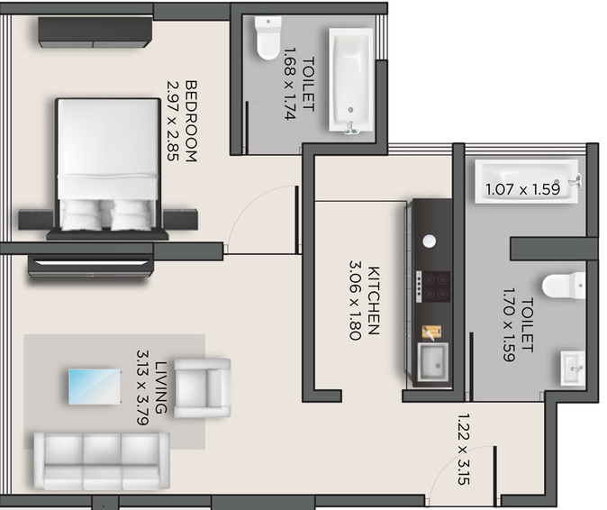 1 BHK Flat in IVY Marvel in Vile Parle East, Mumbai - Image 658516