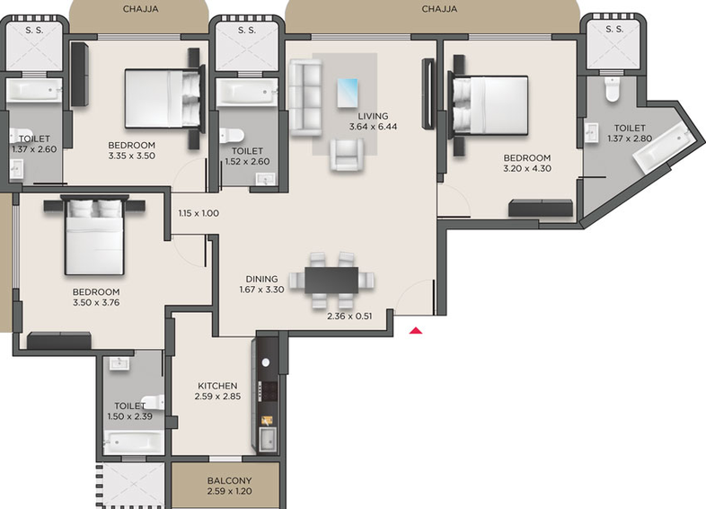 3 BHK Flat in IVY Marvel in Vile Parle East, Mumbai - Image 658518