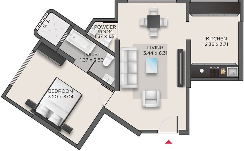 1 BHK Flat in IVY Marvel in Vile Parle East, Mumbai - Image 658517