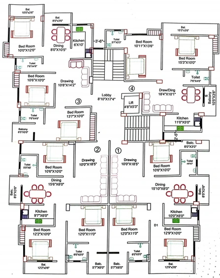 Floor Plan of Balaji Heritage in Saguna More, Patna - Image 73698