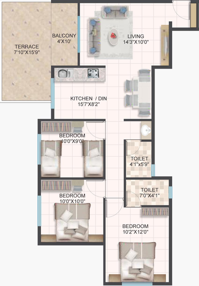 3 BHK Flat in Roongta Shree Tirumala Aastha in Indira Nagar, Nashik - Image 590722