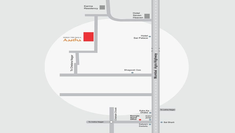 Location of Roongta Shree Tirumala Aastha in Indira Nagar, Nashik - Image 72046