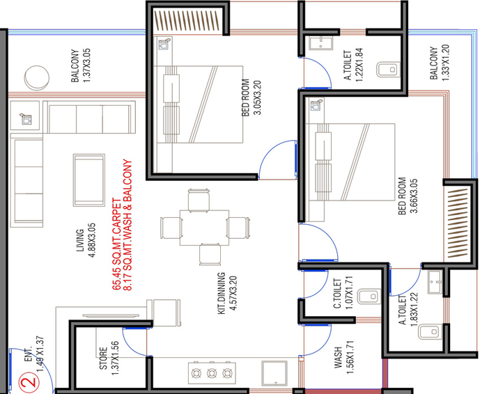2 BHK Flat in Marvella Solitaire in Vesu, Surat - Image 586484