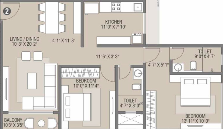 2 BHK Flat in JRT Elysia in Vile Parle West, Mumbai - Image 446998