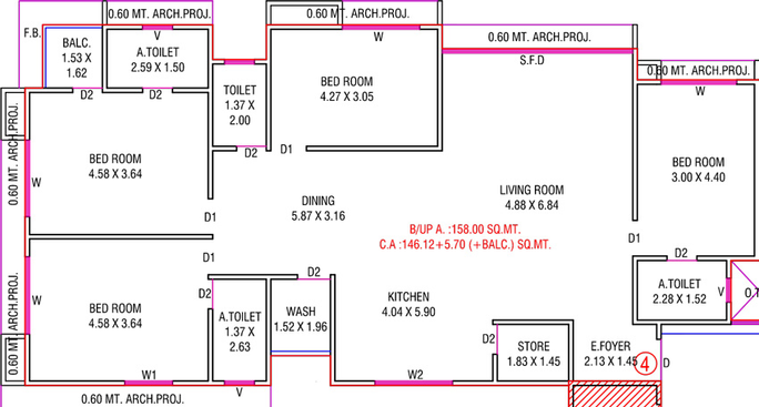 4 BHK Flat in Raghav Meera Platina in Althan, Surat - Image 586804