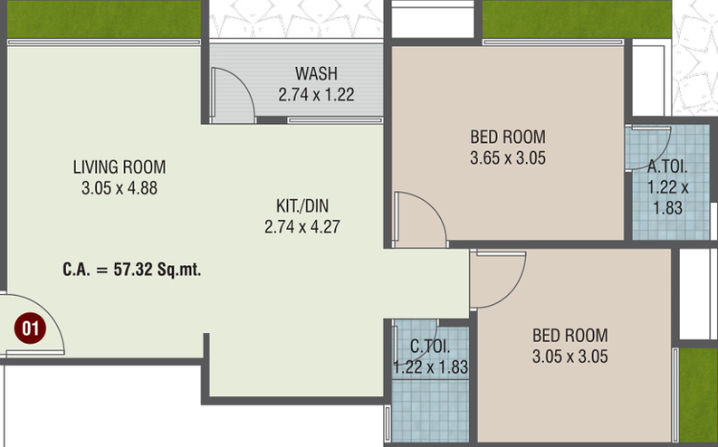 2 BHK Flat in Meera Tapti Valley in Sarthana Jakat Naka, Surat - Image 589784