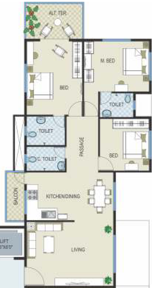 3 BHK Flat in Suyojit One World in Mumbai Naka, Nashik - Image 591106