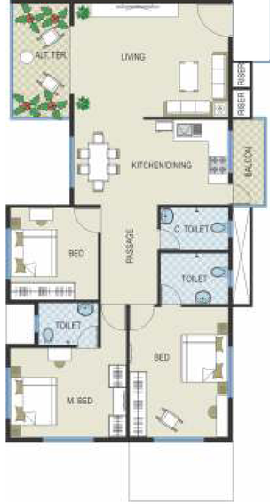 3 BHK Flat in Suyojit One World in Mumbai Naka, Nashik - Image 591105