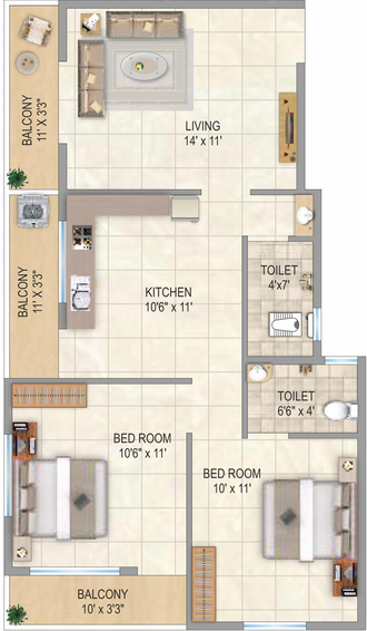 2 BHK Flat in Dhamne Shriniwas Apartments in Indira Nagar, Nashik - Image 590809