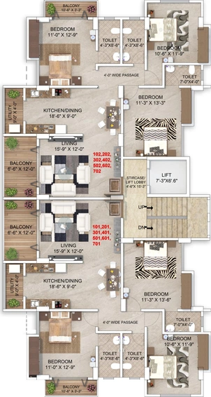 Floor Plan of Harshal Sulalit Heights in Mhasrul Gaon, Nashik - Image 72417