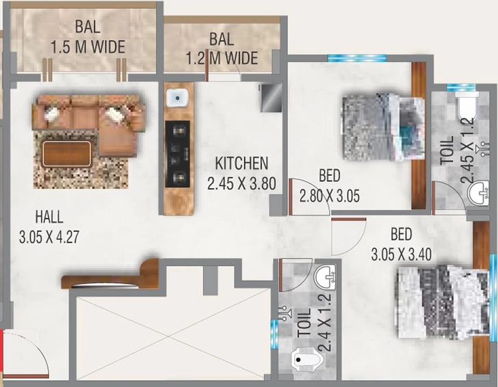 2 BHK Flat in Rishi Laxmi Coutyard in Dasak, Nashik - Image 591729