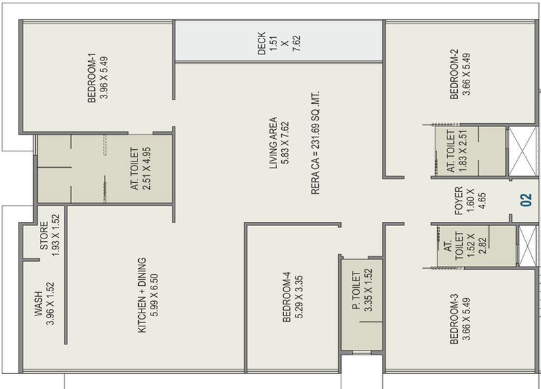 4 BHK Flat in Pink The Boulevard Homes in Dumas Road, Surat - Image 692892