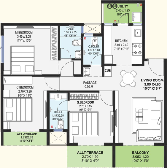 3 BHK Flat in Anandraj Samruddhi Park in Panchavati, Nashik - Image 591216