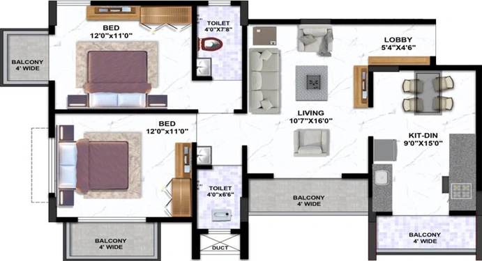 2 BHK Flat in Everest Square in Gangapur Road, Nashik - Image 582615