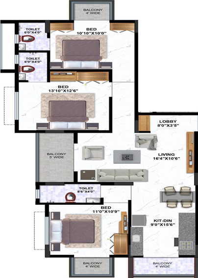 3 BHK Flat in Everest Square in Gangapur Road, Nashik - Image 582616