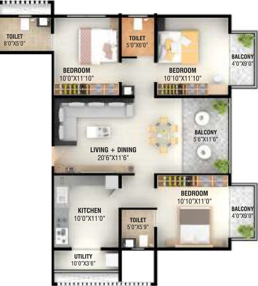 3 BHK Flat in Keystone Residency in Makhmalabad, Nashik - Image 591654