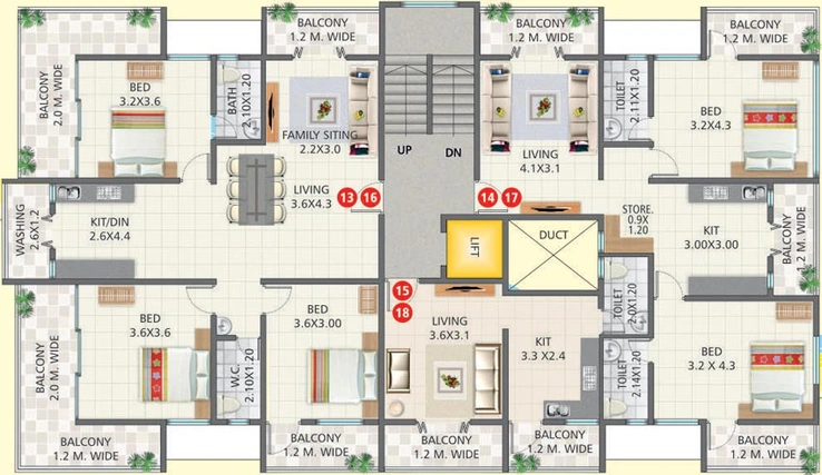 Floor Plan of Hiray Shree Swastik Apartments in Parijat Nagar, Nashik - Image 72378
