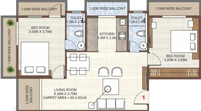 2 BHK Flat in Neelam Primera in Indira Nagar, Nashik - Image 590851