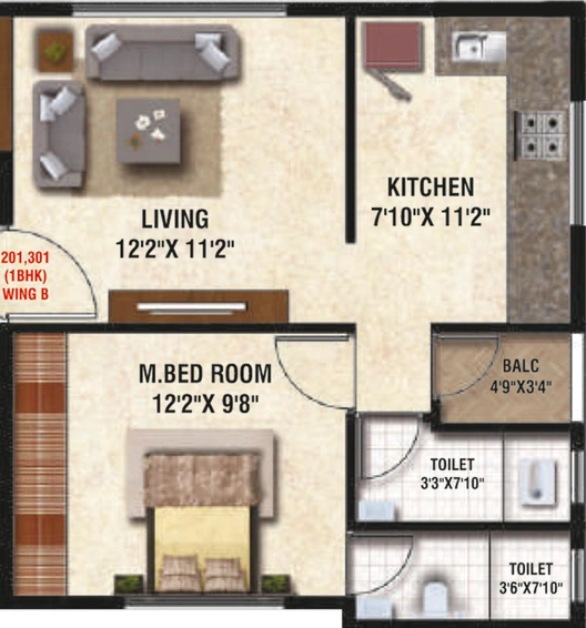 1 BHK Flat in Ravi Aakar Omkaar Residency in Anandvalli, Nashik - Image 590046