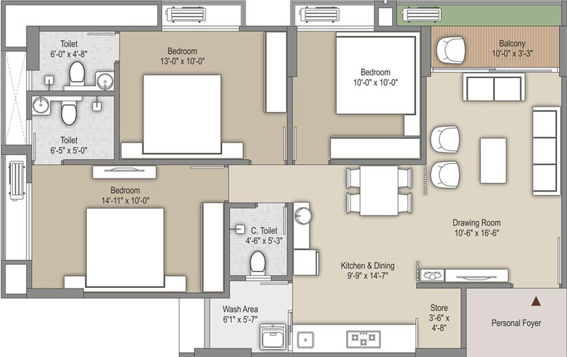 3 BHK Flat in Shaligram Pride in Shela, Ahmedabad - Image 592572