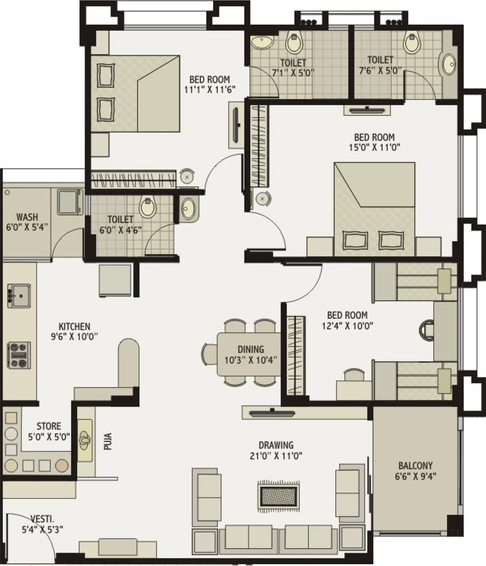 3 BHK Flat in Shaligram Flora in Thaltej, Ahmedabad - Image 583525