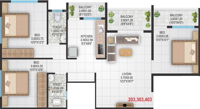 3 BHK Flat in Atharva Sidheshwar Residency in Ashoka Marg, Nashik - Image 590126