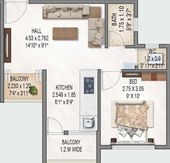 1 BHK Flat in IND Significant in Indira Nagar, Nashik - Image 590881