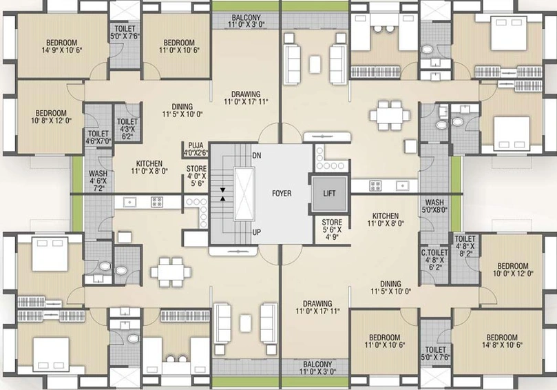 Floor Plan of Shaligram Garden Residency 3 in South Bopal, Ahmedabad - Image 72859