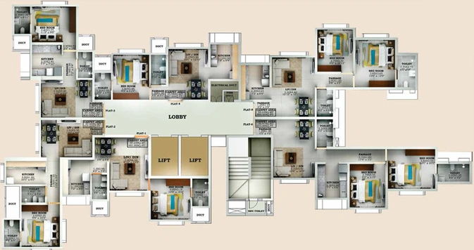 Floor Plan of Lalani Velentine Apartment 1 in Malad East, Mumbai - Image 24048