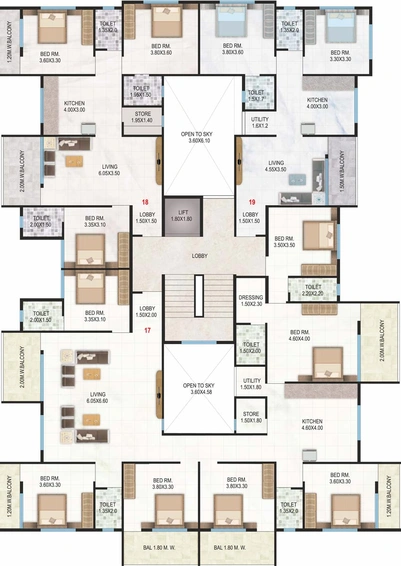Floor Plan of Shree Sapphire Blossom in Tidke Colony, Nashik - Image 72472