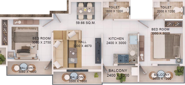 2 BHK Flat in Yogeshwar Shivalik Shraddha in Pathardi Phata, Nashik - Image 591477