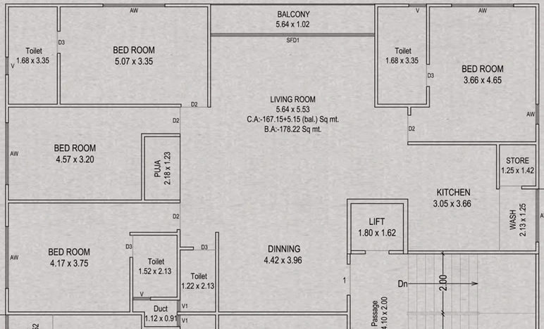 4 BHK Flat in Murlidhar Milestone Elitus in Vesu, Surat - Image 589766