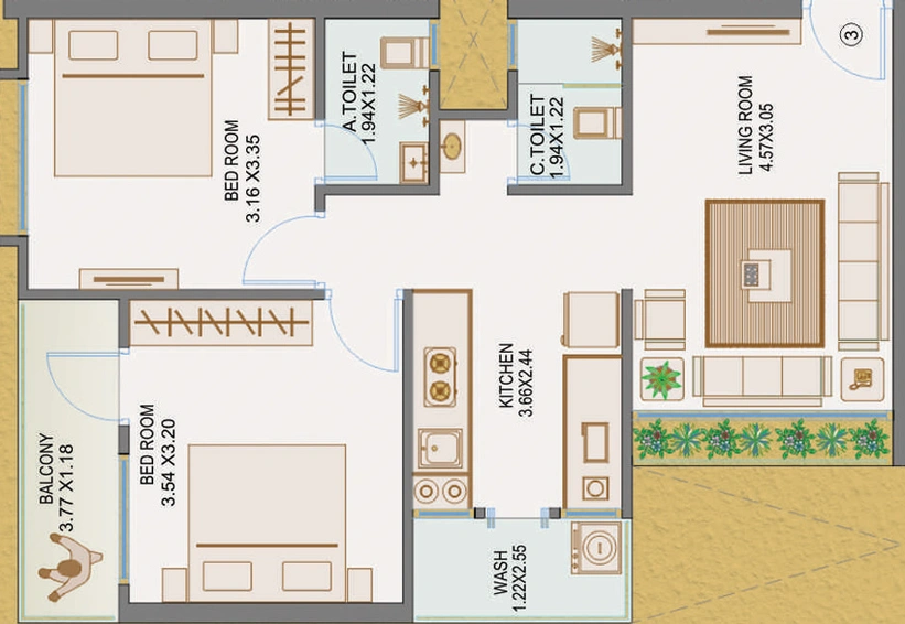 2 BHK Flat in Ajit Ishwar Krupa Residency in Jahangirabad, Surat - Image 589863
